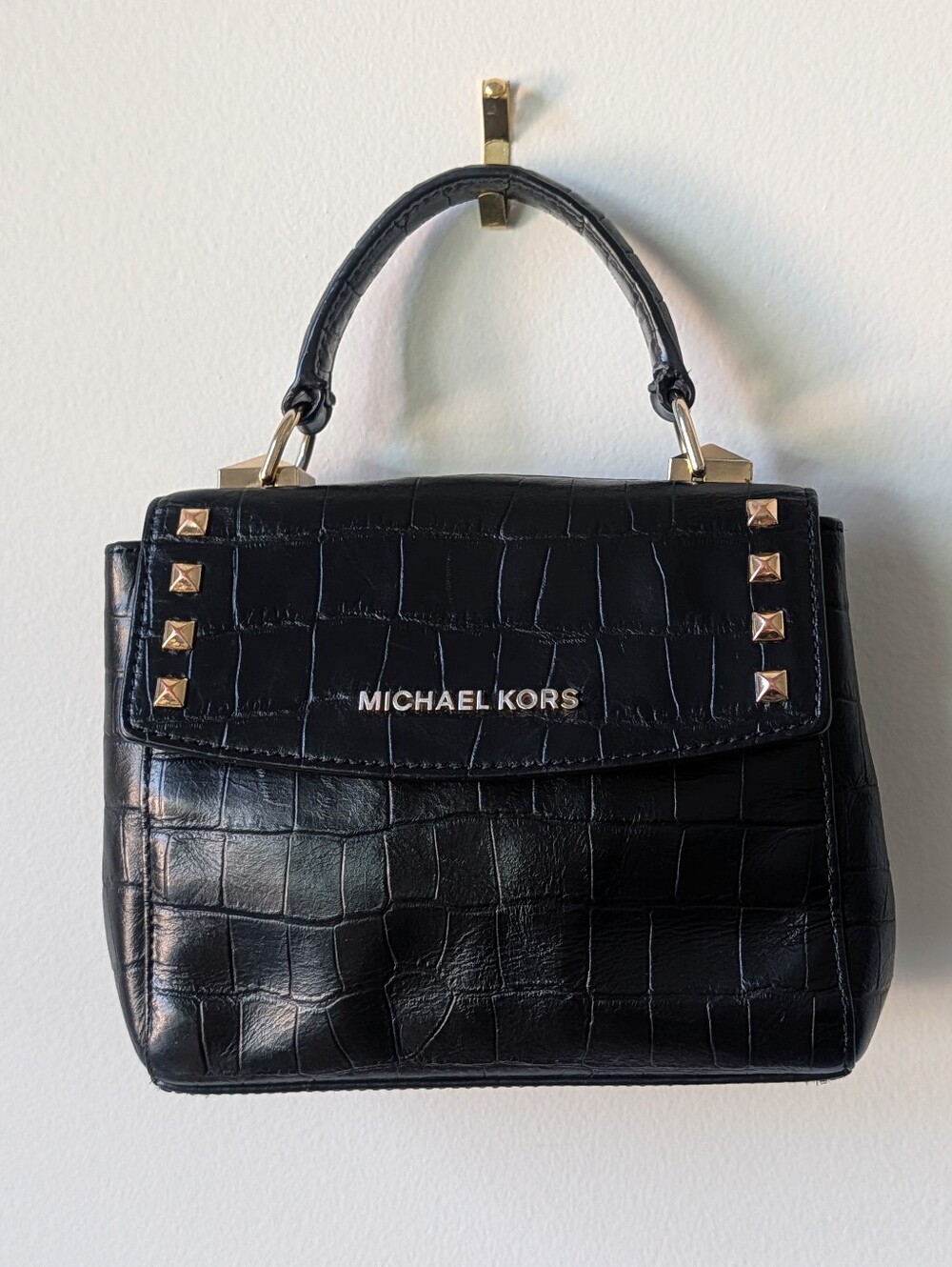 Michael Kors Mini Karla | Leather Croc Embossed Studded bag